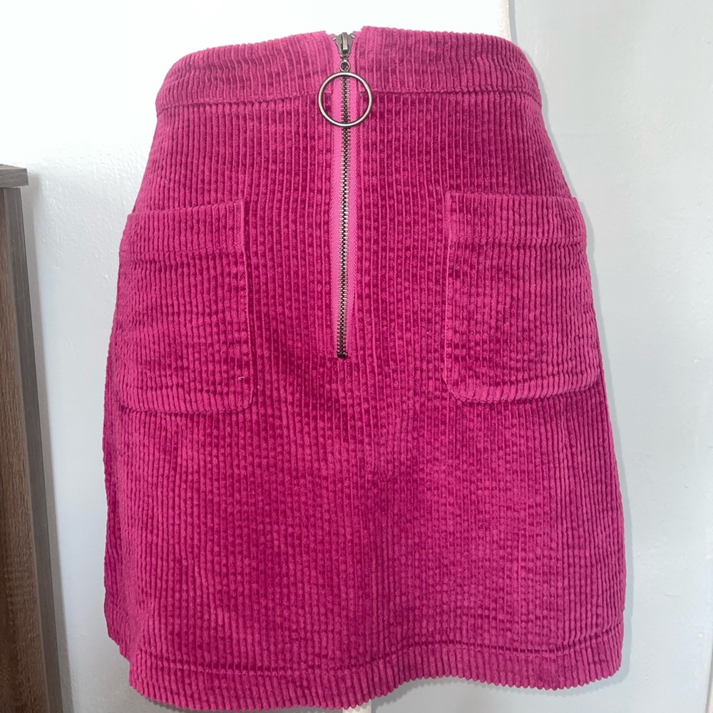 Hot Pink Corduroy Mini Skirt